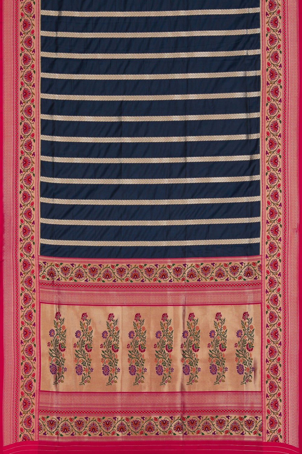Image of Banarasi Katan Silk Navy Blue Saree